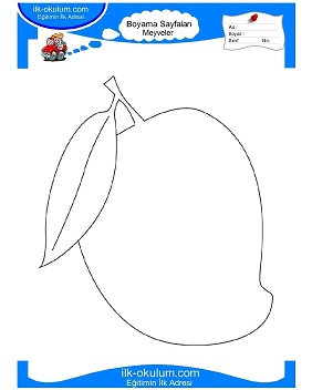 Çocuklar İçin Mango Boyama Sayfaları 